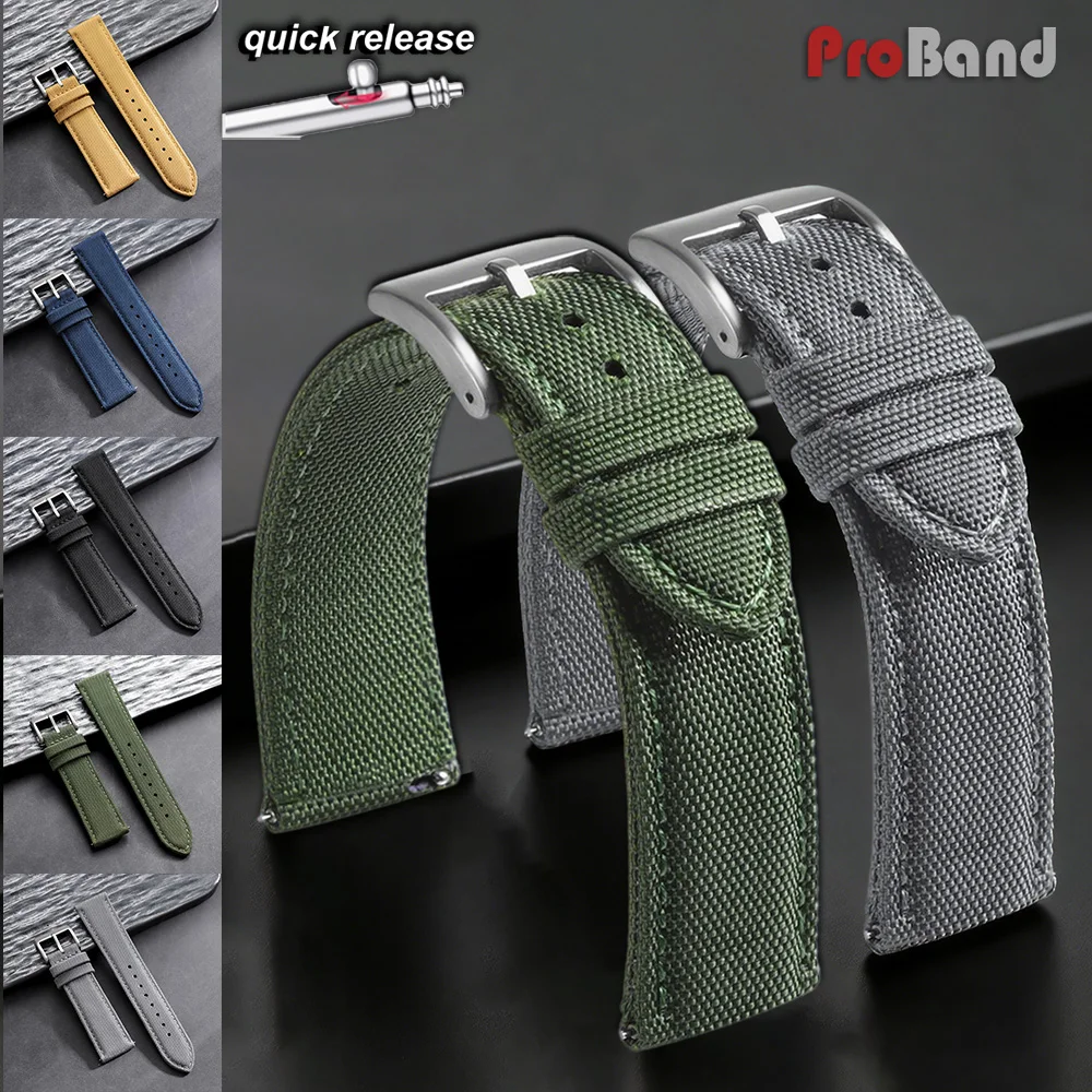 20mm 22mm Sailcloth Leather Watch Band Nylon Strap Business for Omega QuickRelease Bracelet Waterproof Sport Wristband for Seiko
20mm 22mm Sailcloth Leather Watch Band Nylon Strap Business for Omega QuickRelease Bracelet Waterproof Sport Wristband for Seiko