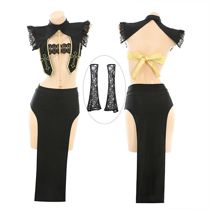 Anime Priestess Sister Nun Uniform Sexy Lace Sleeve Shawl Bodysuit Hollow Out Temptation Pajamas Outfits Halloween Party Costume
Anime Priestess Sister Nun Uniform Sexy Lace Sleeve Shawl Bodysuit Hollow Out Temptation Pajamas Outfits Halloween Party Costume