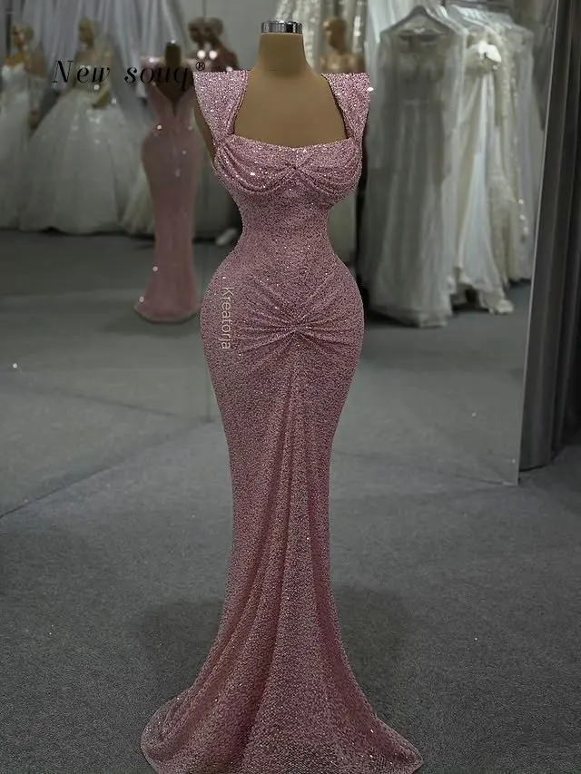 Pink Beaded Long Draped Mermaid Prom Dresses Sleeveless Senior Bridesmaid Dress Customized Formal Simple Wedding Evening Gowns
Pink Beaded Long Draped Mermaid Prom Dresses Sleeveless Senior Bridesmaid Dress Customized Formal Simple Wedding Evening Gowns