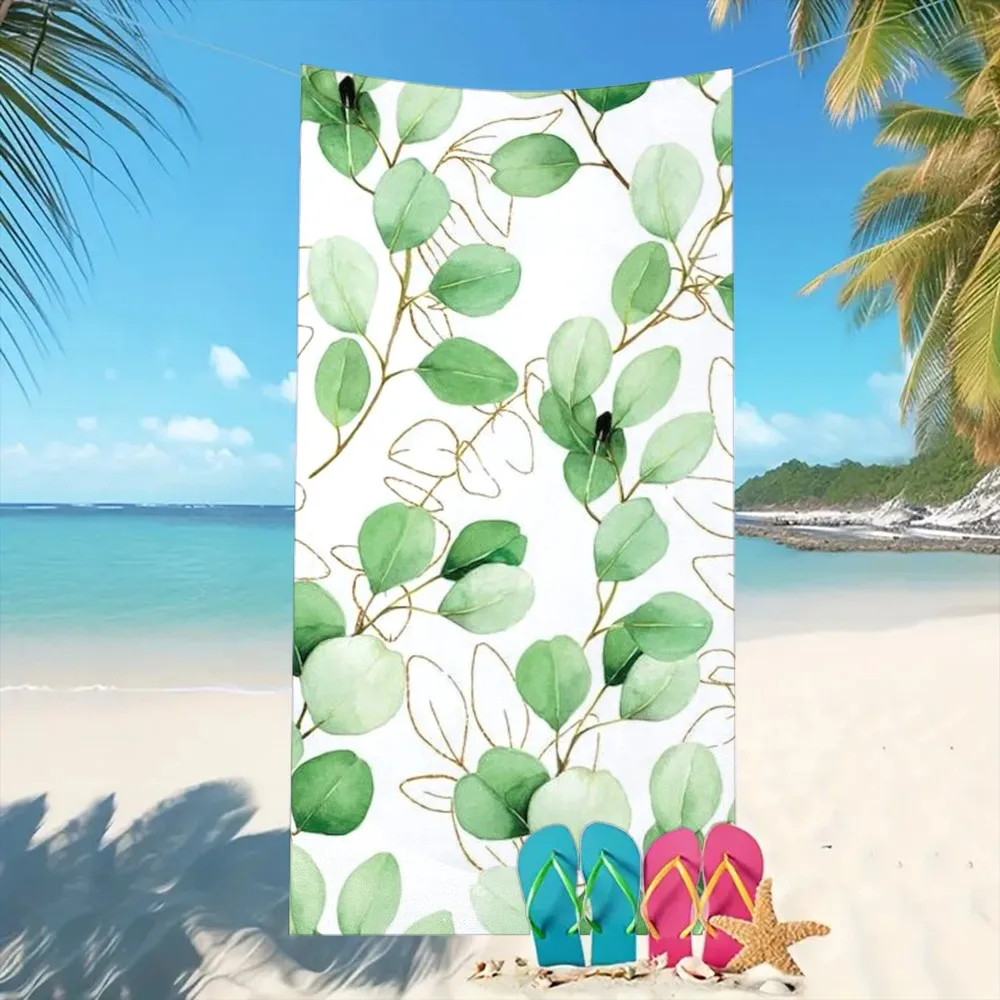 1 Super Soft Eucalyptus Leaf Beach Towel - with green and gold leaf pattern, machine washable, perfect for travel, picnics
1 Super Soft Eucalyptus Leaf Beach Towel - with green and gold leaf pattern, machine washable, perfect for travel, picnics
