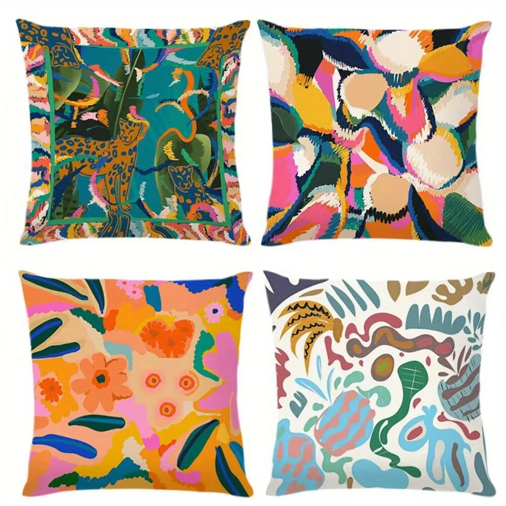 4Pcs Minimalist Nordic Throw Pillow Covers Bright Abstract Tropical Plant Leopard Graffiti Art Cushion Cases for Balcony Office
4Pcs Minimalist Nordic Throw Pillow Covers Bright Abstract Tropical Plant Leopard Graffiti Art Cushion Cases for Balcony Office
