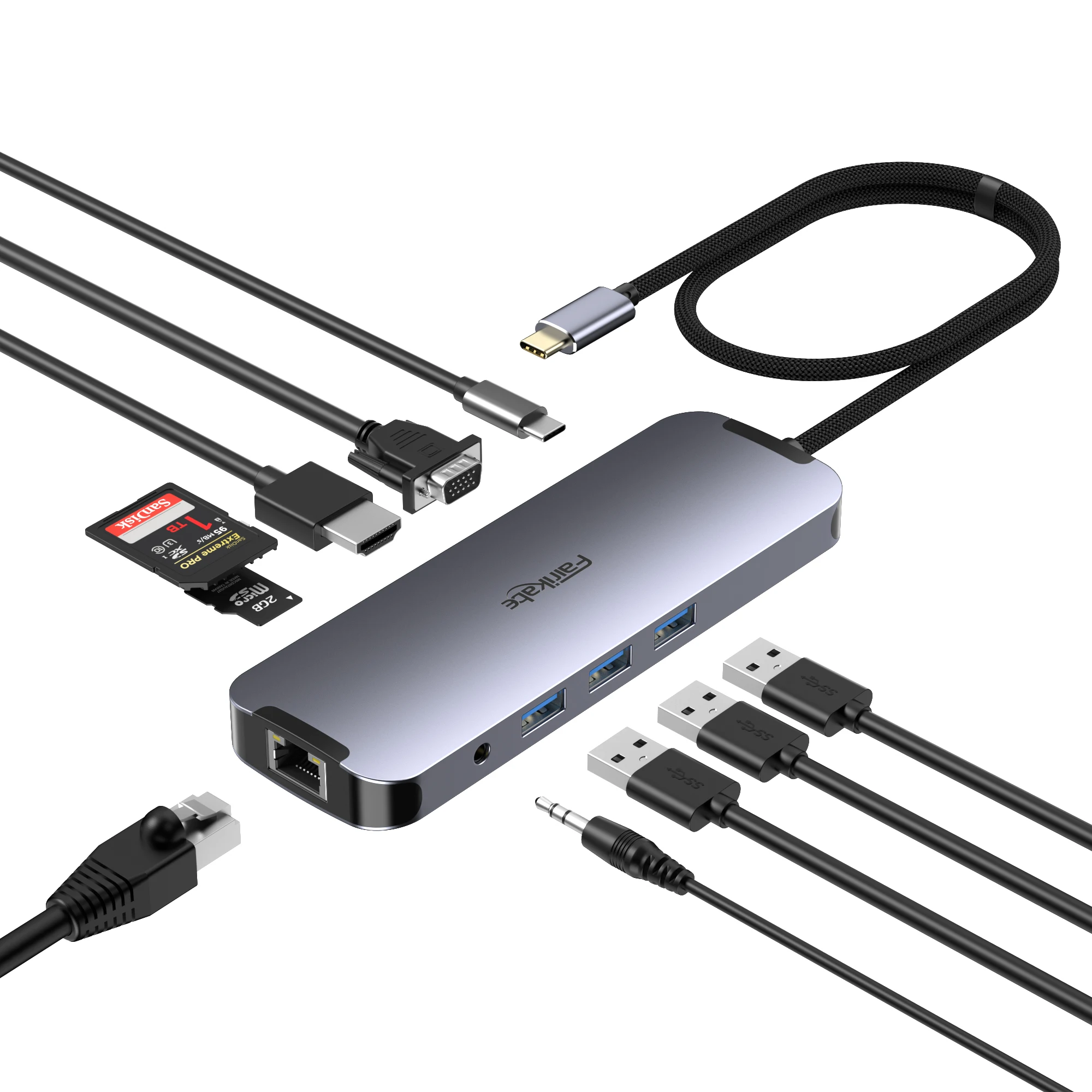 10-в-1 мультипортовый концентратор Fairikabe с USB C на HDMI + 3 порта USB 3,0 + RJ45 + TF и SD кардридер + VGA + PD Быстрая Зарядка Док-станция разделитель
10-в-1 мультипортовый концентратор Fairikabe с USB C на HDMI + 3 порта USB 3,0 + RJ45 + TF и SD кардридер + VGA + PD Быстрая Зарядка Док-станция разделитель