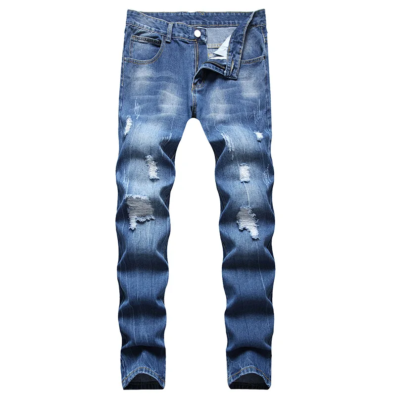 New Straight Leg Men's Jeans with Rips Youth Slim Fit Long Pants Street Style Trendy Youth Casual Denim Jeans
New Straight Leg Men's Jeans with Rips Youth Slim Fit Long Pants Street Style Trendy Youth Casual Denim Jeans