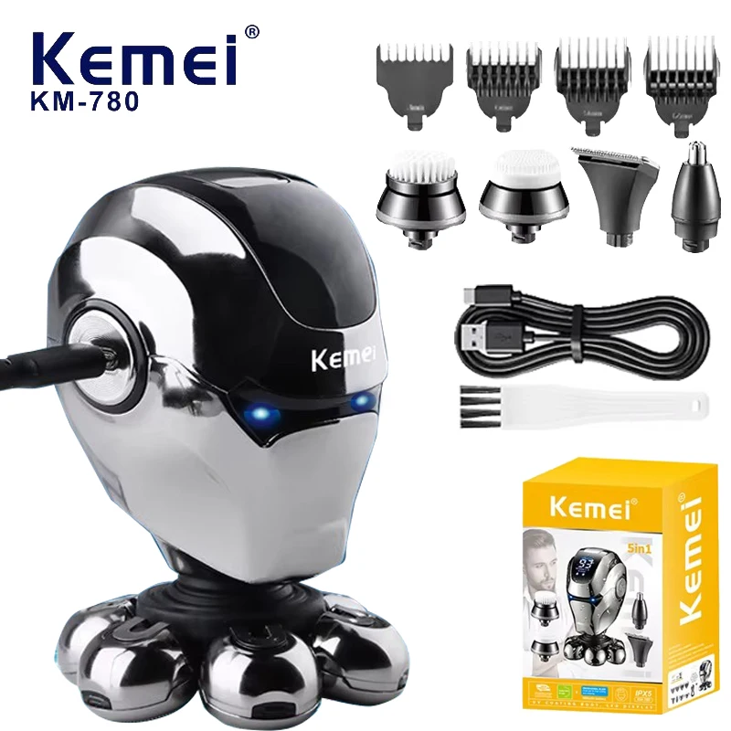 Электробритвы Kemei Head для лысины, водонепроницаемая бритва для лысины, 7-лезвийный станок для бритья бороды km-780
Электробритвы Kemei Head для лысины, водонепроницаемая бритва для лысины, 7-лезвийный станок для бритья бороды km-780