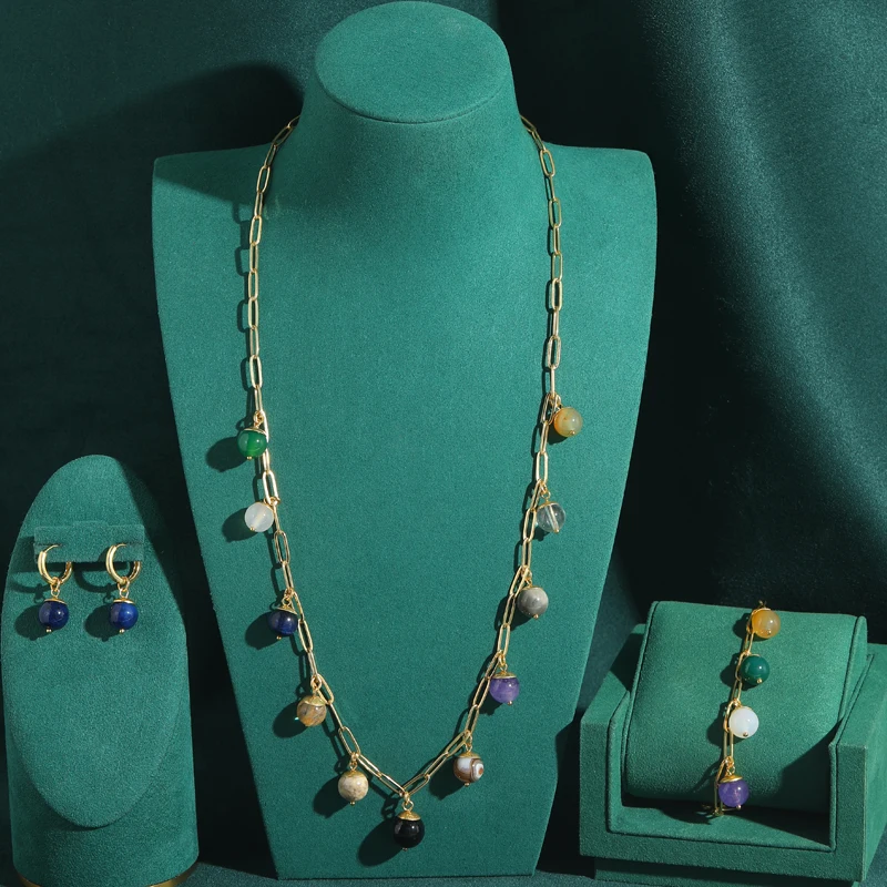 Vintage Colored Jewelry Sets Glaze Bright Gold Color Short Necklace Drop Earring Charm Bracelet Woman Birthday Party Accessories
Vintage Colored Jewelry Sets Glaze Bright Gold Color Short Necklace Drop Earring Charm Bracelet Woman Birthday Party Accessories