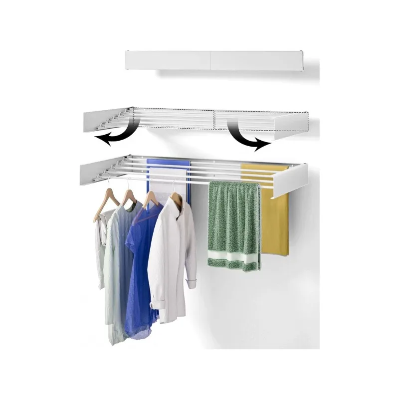 Wall Mounted Drying Rack, 31.5" Wide, 13.2 Linear Ft, 100% Aluminum Rods Space Saving Clothes Drying Rack with
Wall Mounted Drying Rack, 31.5" Wide, 13.2 Linear Ft, 100% Aluminum Rods Space Saving Clothes Drying Rack with