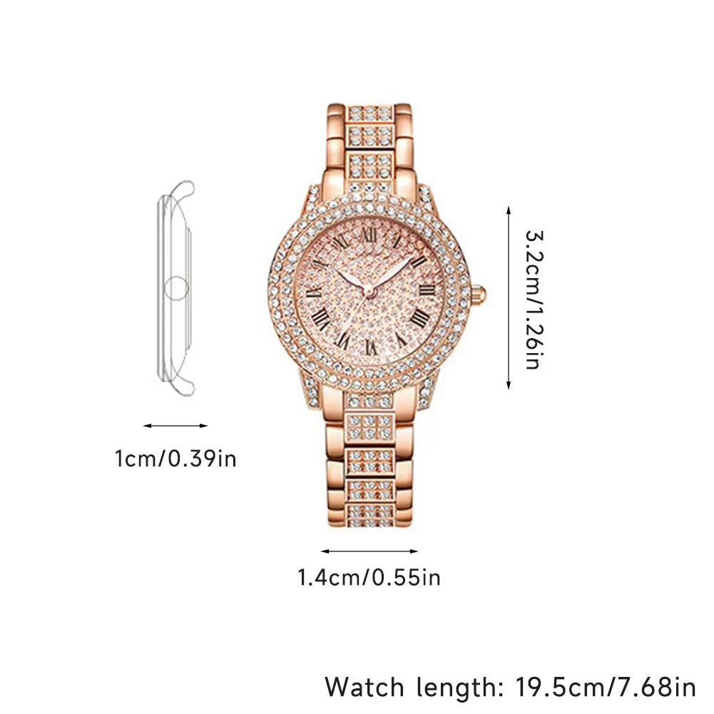 Luxury Alloy Rhinestone Set 6Pcs Elegant Roman Dial Quartz Wristwatch Fashion Necklace Earrings Bracelet Jewelry Gift For Ladies
Luxury Alloy Rhinestone Set 6Pcs Elegant Roman Dial Quartz Wristwatch Fashion Necklace Earrings Bracelet Jewelry Gift For Ladies