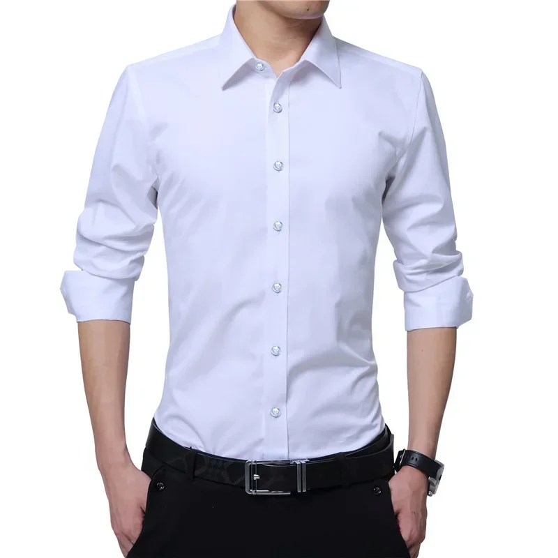 Men Dress Shirt Fashion Long Sleeve Business Social Shirt Male Solid Color Button Down Collar Plus Size Work White Black Shirt
Men Dress Shirt Fashion Long Sleeve Business Social Shirt Male Solid Color Button Down Collar Plus Size Work White Black Shirt