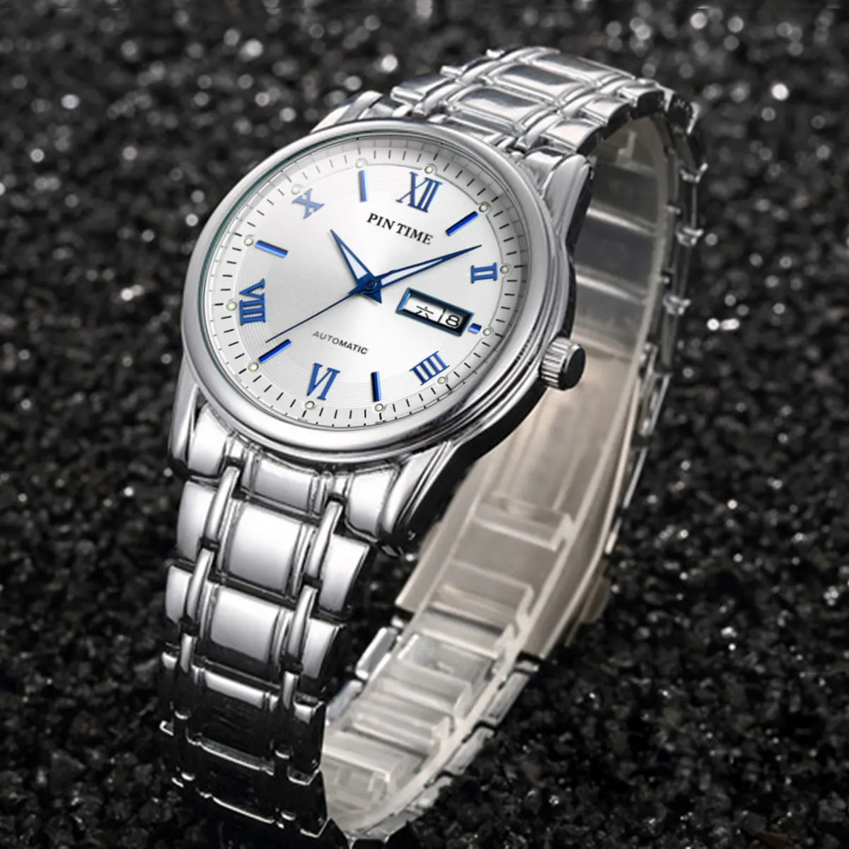 Classic Stainless Steel Automatic Mechanical Watch Day-Date Display Men's Watches Premium Water Resistant Roman Numeral Dial
Classic Stainless Steel Automatic Mechanical Watch Day-Date Display Men's Watches Premium Water Resistant Roman Numeral Dial