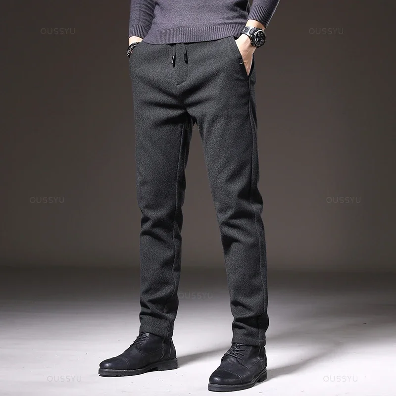 Autumn Winter Brushed Fabric Casual Pants Men Business Work Drawstring Elastic Waist Slim Black Thick Trousers Male Plus Size
Autumn Winter Brushed Fabric Casual Pants Men Business Work Drawstring Elastic Waist Slim Black Thick Trousers Male Plus Size