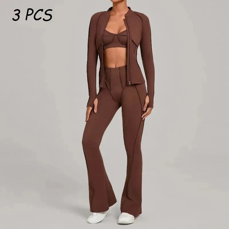 3 Pcs Women's Zipper Yoga Suit Coat Bra Pants 3-piece Set Sports Fitness Gym Running Bodysuit Slim-fit Hip Lifting Tracksuit
3 Pcs Women's Zipper Yoga Suit Coat Bra Pants 3-piece Set Sports Fitness Gym Running Bodysuit Slim-fit Hip Lifting Tracksuit