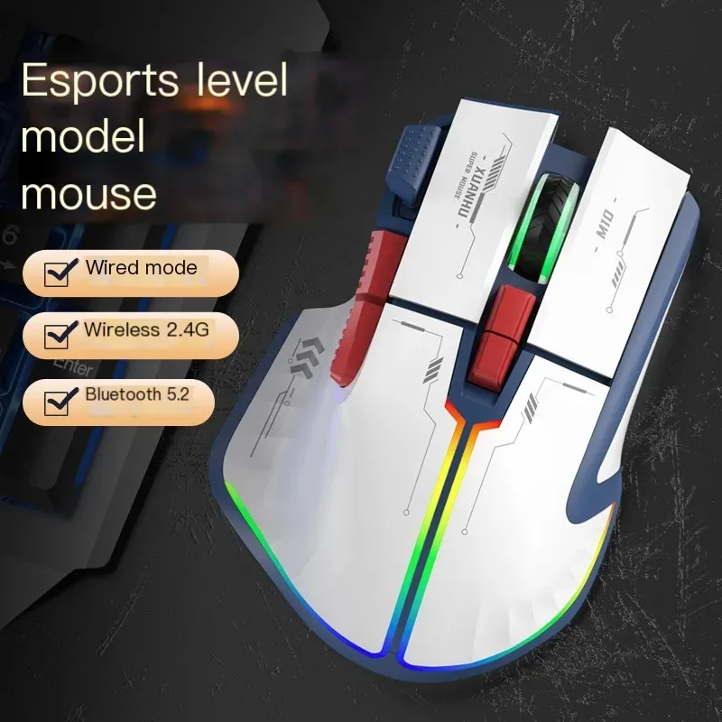 Mecha Tri-Mode Gaming Mouse Wired 2.4G Bluetooth Rechargeable RGB Backlit Macro Driver Ergonomic Gaming Mice for Desktop Laptop
Mecha Tri-Mode Gaming Mouse Wired 2.4G Bluetooth Rechargeable RGB Backlit Macro Driver Ergonomic Gaming Mice for Desktop Laptop