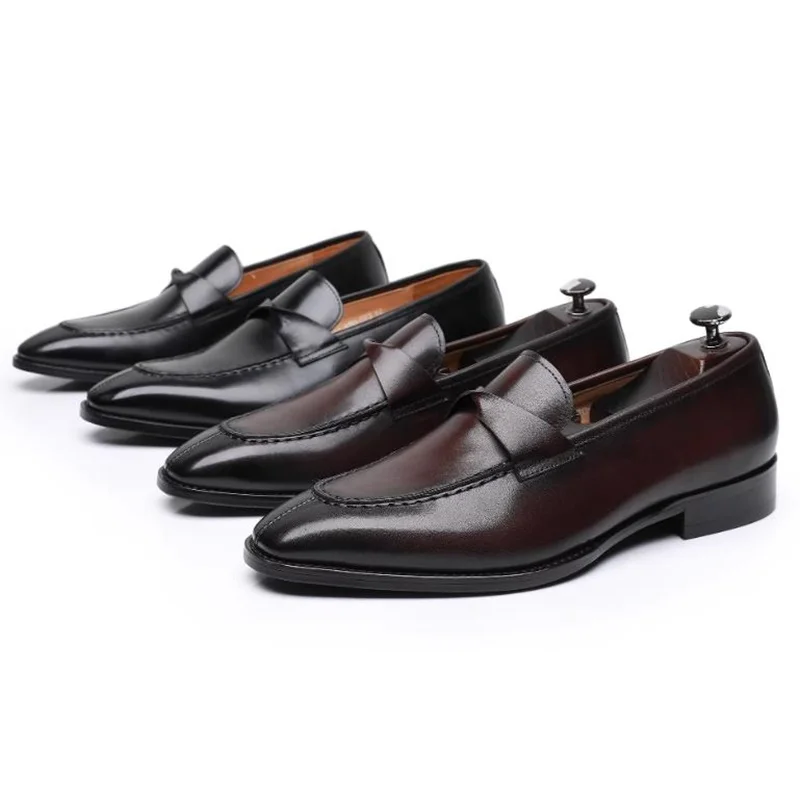 Итальянские кожаные мужские деловые туфли ручной работы, лоферы, мужские туфли без шнурков в британском стиле, винтажная мужская обувь
Итальянские кожаные мужские деловые туфли ручной работы, лоферы, мужские туфли без шнурков в британском стиле, винтажная мужская обувь