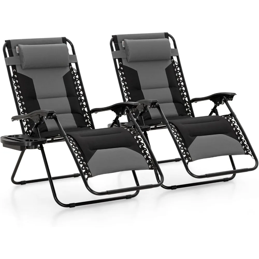 Oversized XXL Padded Zero Gravity Chair, Lawn Outdoor Lounge Chairs Set of 2, Foldable Recliners 28" Wide Seat Anti-
Oversized XXL Padded Zero Gravity Chair, Lawn Outdoor Lounge Chairs Set of 2, Foldable Recliners 28" Wide Seat Anti-