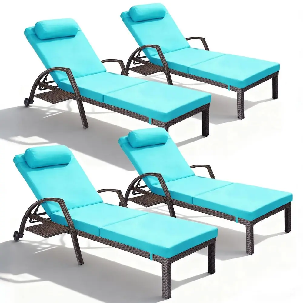 Chaise Lounge Chairs Set of 4 Wicker Pool Lounge Chairs Outdoor with 5 Adjustable Back amp Removable Cushion amp Tray Tanning C
Chaise Lounge Chairs Set of 4 Wicker Pool Lounge Chairs Outdoor with 5 Adjustable Back amp Removable Cushion amp Tray Tanning C