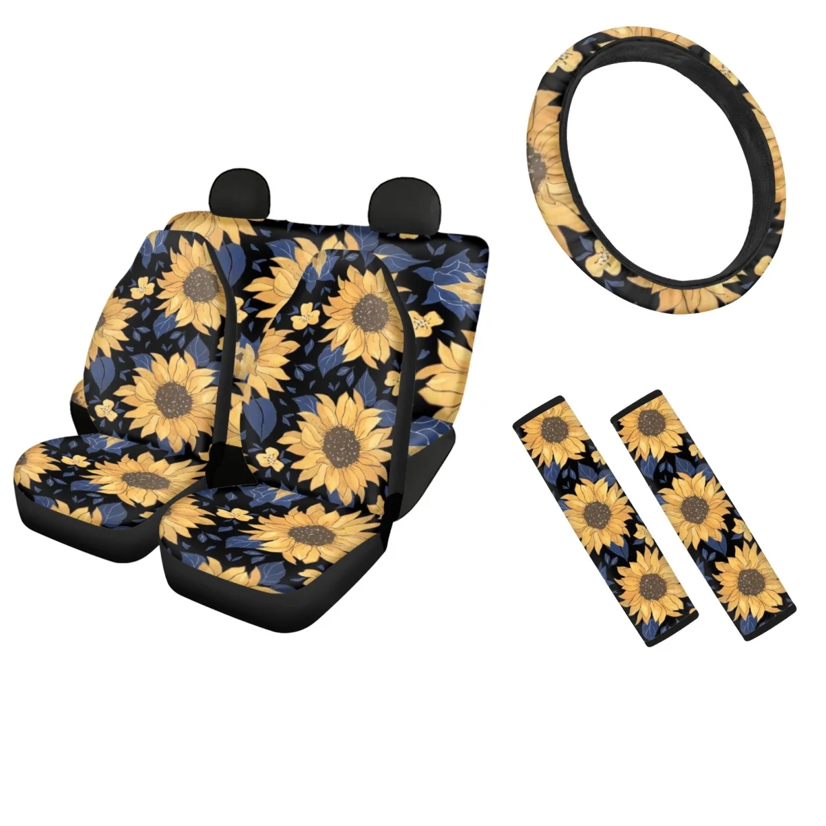 Sunflowers Art Design Universal Vehicle Seat Covers Interior Decor Seatbelt Shoulder Strap Sweat Absorption Steering Wheel Cover
Sunflowers Art Design Universal Vehicle Seat Covers Interior Decor Seatbelt Shoulder Strap Sweat Absorption Steering Wheel Cover