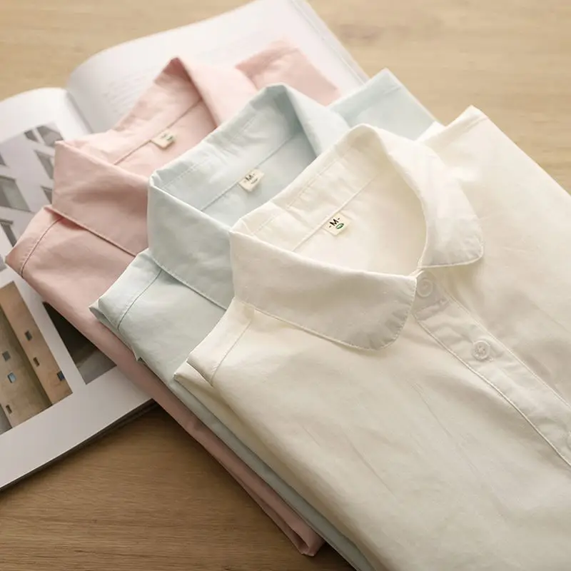 Spring and Autumn New Solid Color Doll Collar Long Sleeve Shirt Women Commuter Base Cardigan
Spring and Autumn New Solid Color Doll Collar Long Sleeve Shirt Women Commuter Base Cardigan