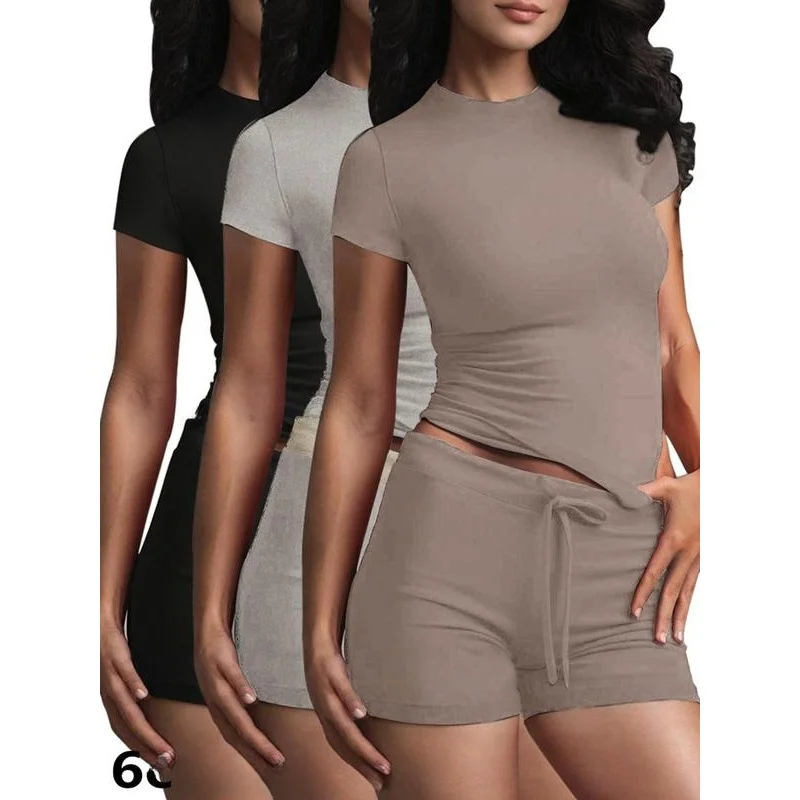 Pure Color Yoga Short Set Women's Short Sleeve Fashion Ensemble Summer Collection K 88268 Breathable Comfortable Ladies' Suit
Pure Color Yoga Short Set Women's Short Sleeve Fashion Ensemble Summer Collection K 88268 Breathable Comfortable Ladies' Suit