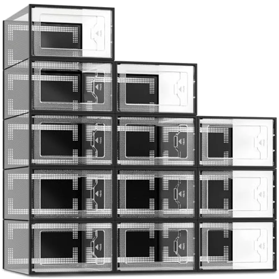 12 Pack Shoe Storage Box, Plastic Stackable Shoe Organizer for Closet, Space Saving Shoe Rack for Entryway Sneaker Container Bi
12 Pack Shoe Storage Box, Plastic Stackable Shoe Organizer for Closet, Space Saving Shoe Rack for Entryway Sneaker Container Bi