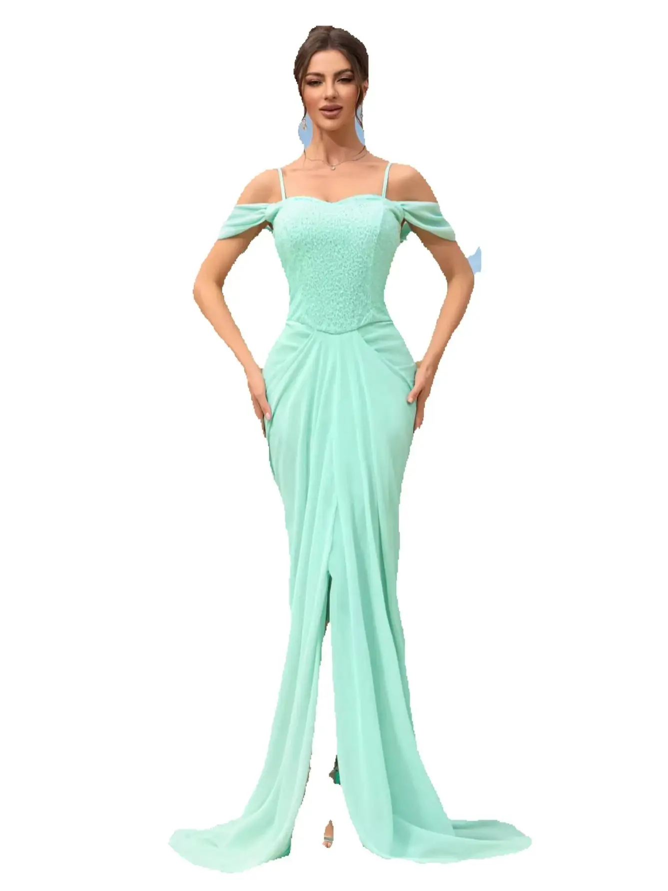 Spaghetti Straps Light Green A Line Evening Dresses 2025 Elegant Thigh High Split Prom Gowns Female Formal Party Dress
Spaghetti Straps Light Green A Line Evening Dresses 2025 Elegant Thigh High Split Prom Gowns Female Formal Party Dress