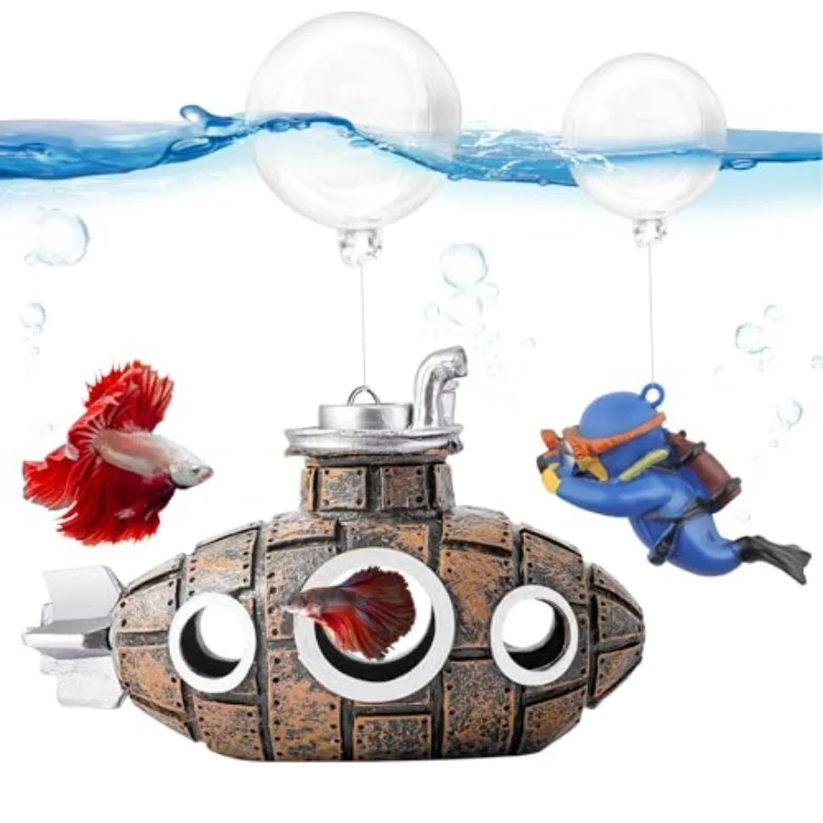 New Upgrade Floating Fish Tank Decoration Cute Retro Submarine Set and Floating Diver Three Float Balls Aquarium Decorations Re
New Upgrade Floating Fish Tank Decoration Cute Retro Submarine Set and Floating Diver Three Float Balls Aquarium Decorations Re