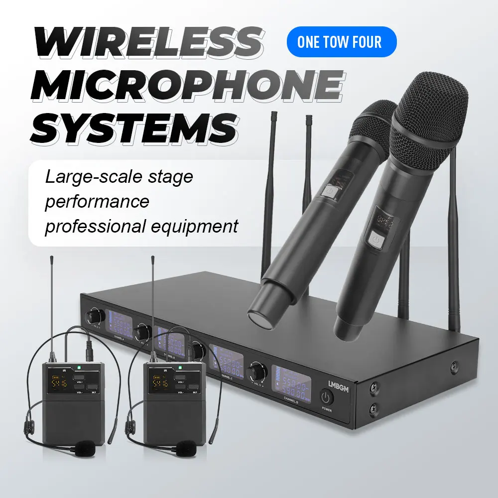 LMBGM-AU600 4-Channel UHF Wireless Microphone System With Handheld Mic And Head Mounted Mic Suitable Fo Churches And Stage Bands
LMBGM-AU600 4-Channel UHF Wireless Microphone System With Handheld Mic And Head Mounted Mic Suitable Fo Churches And Stage Bands