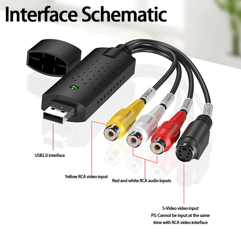 USB2.0 Audio Video Capture Card TV Tuner VHS To DVD Video Capture Converter For Win7/8/10/XP/Vista with USB Cable
USB2.0 Audio Video Capture Card TV Tuner VHS To DVD Video Capture Converter For Win7/8/10/XP/Vista with USB Cable