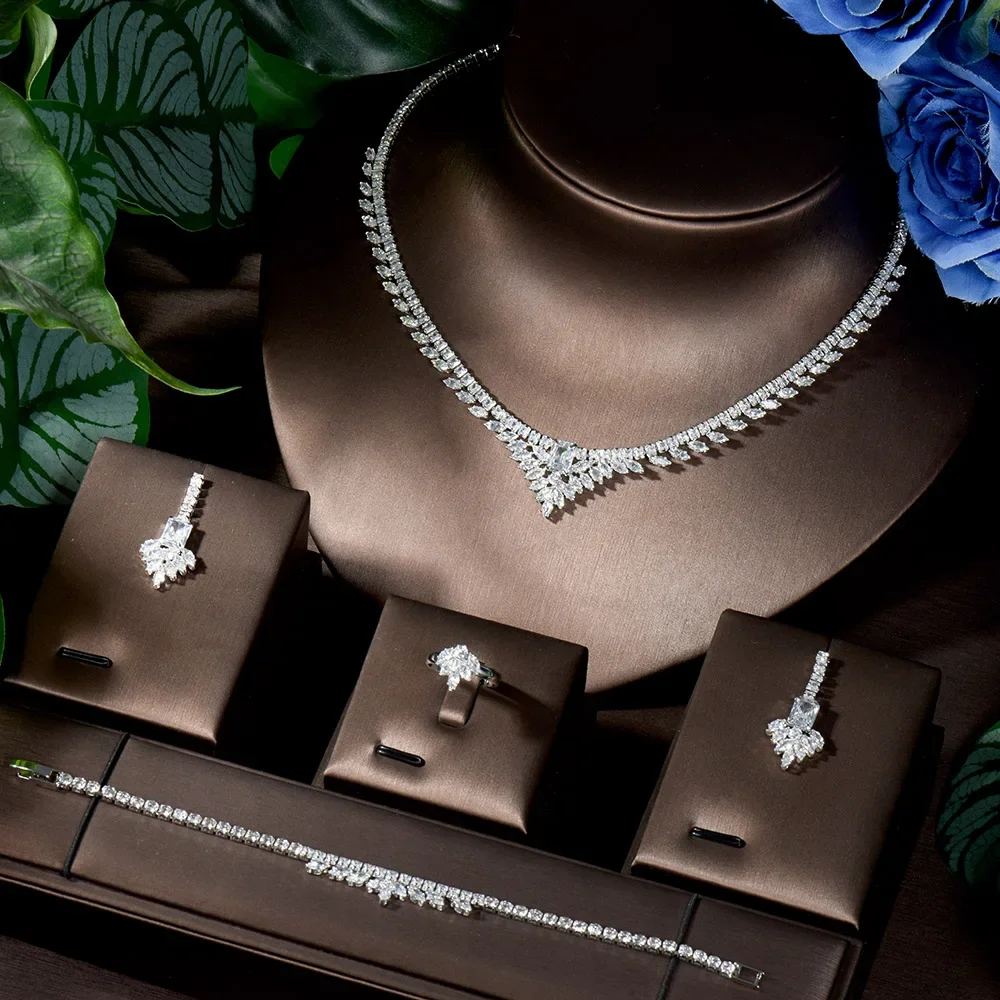 4 Pcs Luxury Elegant Ladies Zirconia Jewellery Set Necklace Earrings Bracelet Dress Accessories Party Wedding Evening Gift M-325
4 Pcs Luxury Elegant Ladies Zirconia Jewellery Set Necklace Earrings Bracelet Dress Accessories Party Wedding Evening Gift M-325