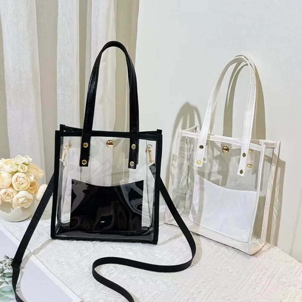 Portable with Small Bag PVC Transparent Handbag Waterproof Lightweight Women Tote Bag Jelly Cosmetic Bag Crossbody Bag Sports
Portable with Small Bag PVC Transparent Handbag Waterproof Lightweight Women Tote Bag Jelly Cosmetic Bag Crossbody Bag Sports
