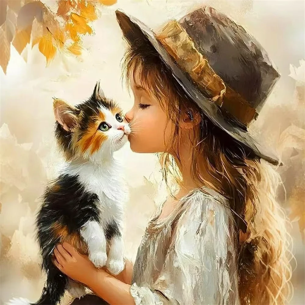 Girl Kissing Calico Kitten Jigsaw Puzzle, Whimsical Autumn Decor Brain Challenge Scenic Art Puzzle for Gift
Girl Kissing Calico Kitten Jigsaw Puzzle, Whimsical Autumn Decor Brain Challenge Scenic Art Puzzle for Gift