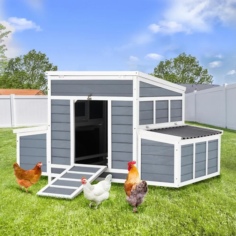 Chicken Coop, 56" Large Wooden Chicken Hutch with 6 Nesting Boxes, Outdoor Hen House Chicken Cages
Chicken Coop, 56" Large Wooden Chicken Hutch with 6 Nesting Boxes, Outdoor Hen House Chicken Cages