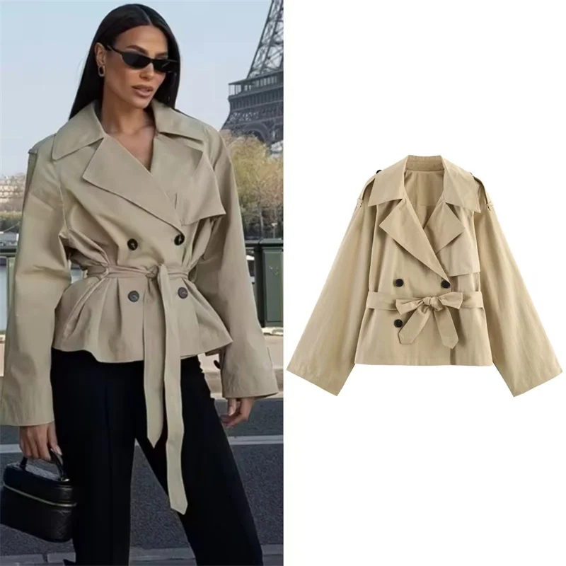 Women's Coat 2026 Summer New Style Khaki Long Sleeve British Style Loose Short Trench Coat Fashionable and Stylish
Women's Coat 2026 Summer New Style Khaki Long Sleeve British Style Loose Short Trench Coat Fashionable and Stylish