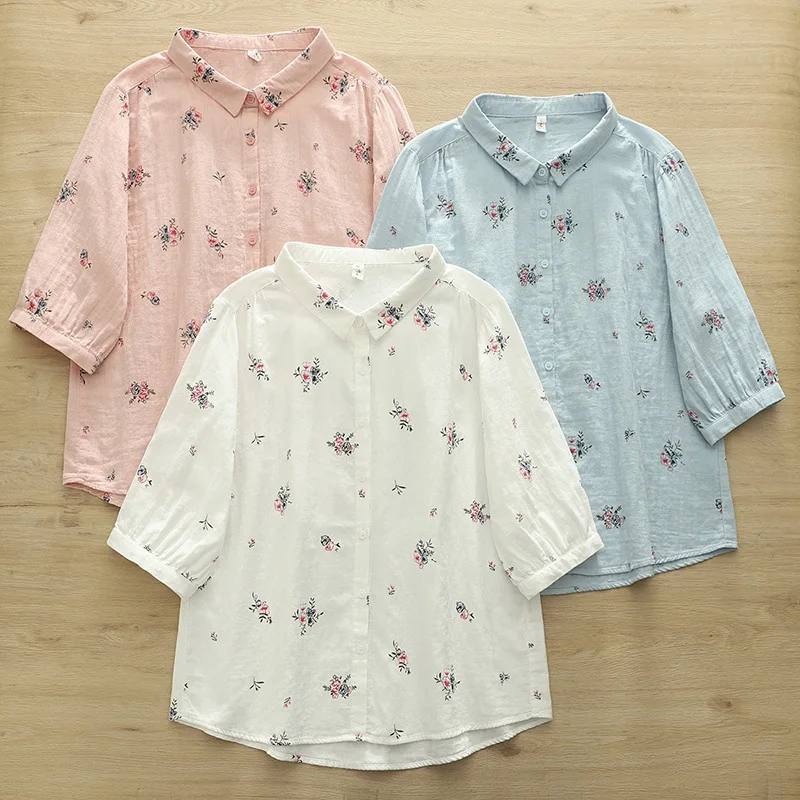 Japanese Sweet Mori Girl Floral Printed Cotton Shirts Women Summer Turn Down Collar Short Sleeve Casual Loose Blouse Tops
Japanese Sweet Mori Girl Floral Printed Cotton Shirts Women Summer Turn Down Collar Short Sleeve Casual Loose Blouse Tops