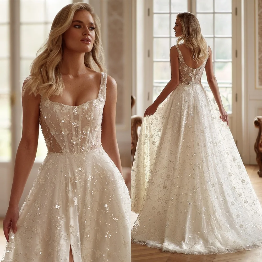 Customized White Organza Bridal Gowns Elegant Strapless Cap Sleeve Sequined Wedding Dress Chapel Train Zipper Back Dress
Customized White Organza Bridal Gowns Elegant Strapless Cap Sleeve Sequined Wedding Dress Chapel Train Zipper Back Dress