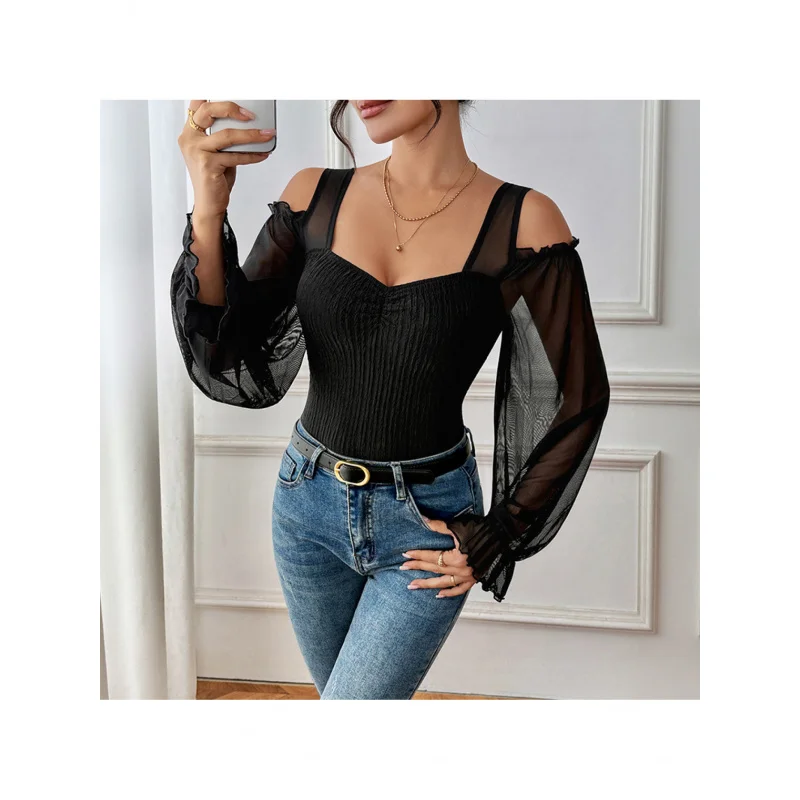 Cross-Border Foreign Trade Off-Shoulder See-Through Long Sleeve Bodysuit Sexy Hot Square Neck Slim Bodysuit for Women
Cross-Border Foreign Trade Off-Shoulder See-Through Long Sleeve Bodysuit Sexy Hot Square Neck Slim Bodysuit for Women