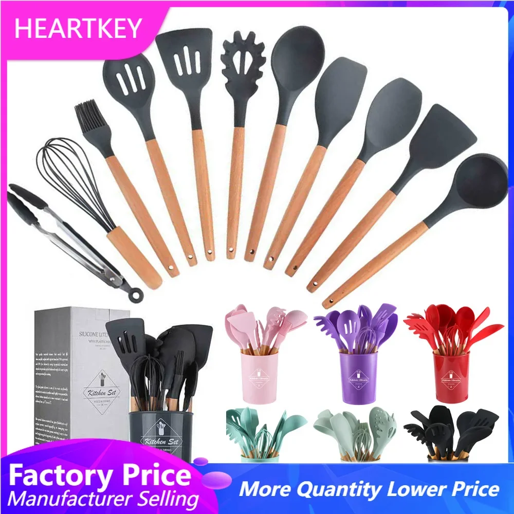 12pcs Set Nonstick Cooking Spoon Soup Ladle Turner Pancake Spatula Tong Cookware Colorful Silicone Wooden Kitchen Utensils Set
12pcs Set Nonstick Cooking Spoon Soup Ladle Turner Pancake Spatula Tong Cookware Colorful Silicone Wooden Kitchen Utensils Set