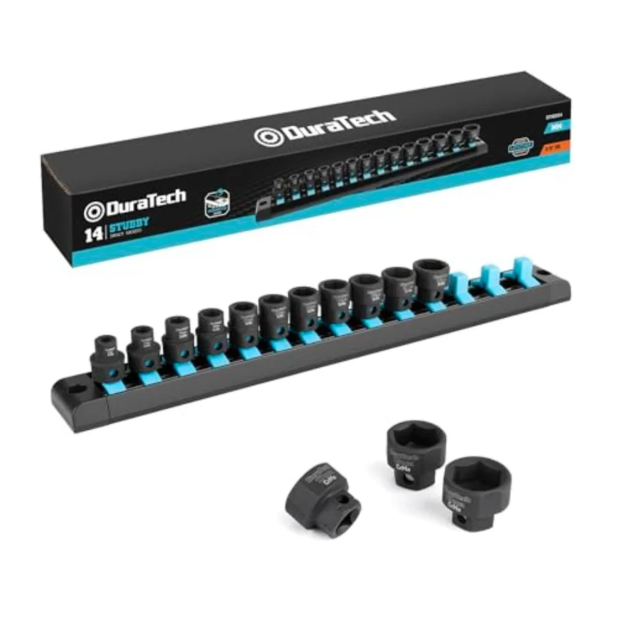 3/8" Drive Stubby Impact Socket Set, Low Profile Impact Sockets, 14-Piece, Metric, Size Covers 6-19mm, Cr-Mo Steel, Organized i
3/8" Drive Stubby Impact Socket Set, Low Profile Impact Sockets, 14-Piece, Metric, Size Covers 6-19mm, Cr-Mo Steel, Organized i