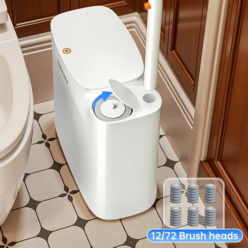 Toilet Brush And Trash Can 2-in-1, Disposable Toilet Brush with 12/72 Brush Heads, 6.89in Wide Bathroom Trash Can, with Lid Effectively Prevent Odors, Space-saving And Practical, Multifunctional Waste Bin for Cleaning, for RVs And Bathroom Toilets
Toilet Brush And Trash Can 2-in-1, Disposable Toilet Brush with 12/72 Brush Heads, 6.89in Wide Bathroom Trash Can, with Lid Effectively Prevent Odors, Space-saving And Practical, Multifunctional Waste Bin for Cleaning, for RVs And Bathroom Toilets
