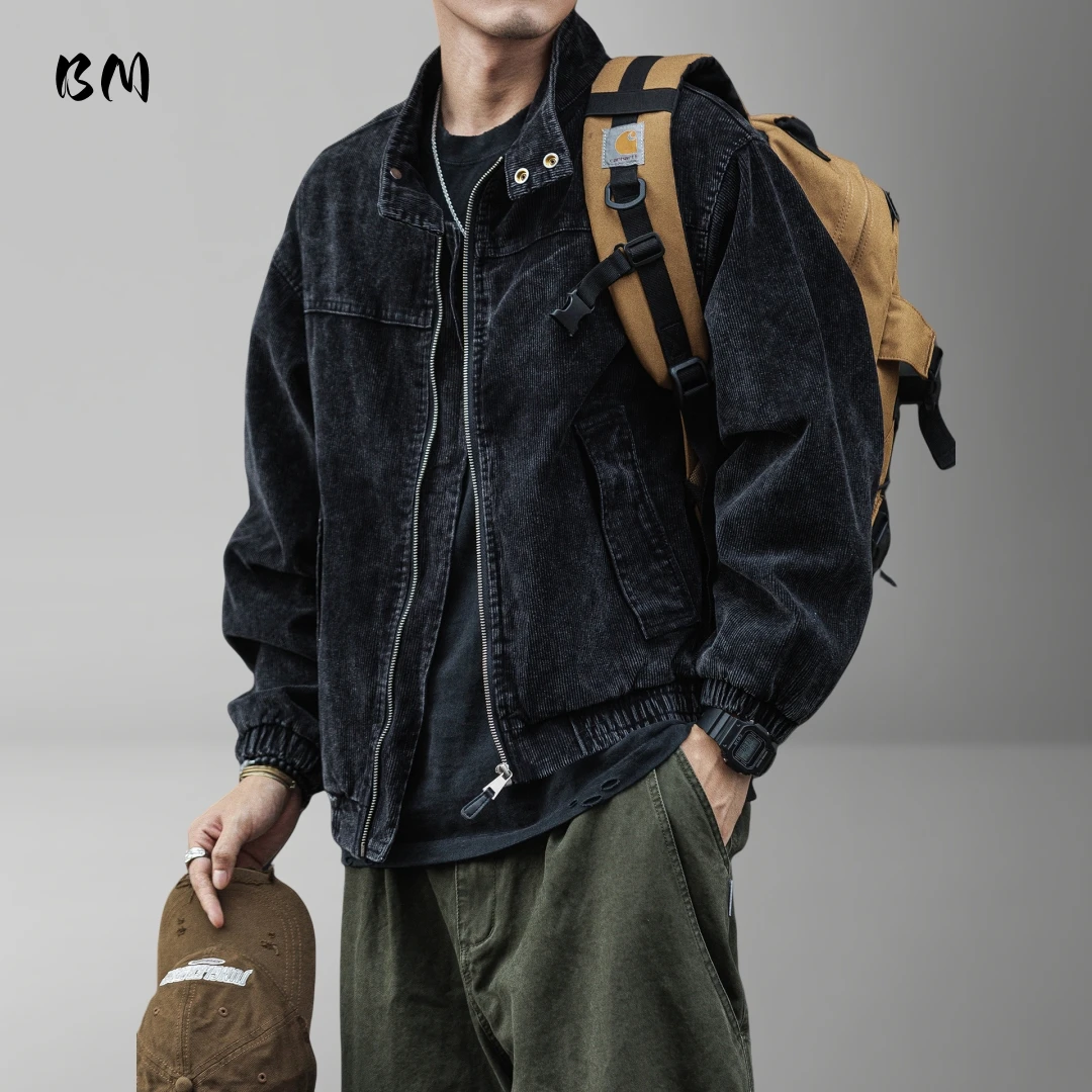 Mens American Vintage Distressed Corduroy Jacket Loose Fit Casual Spring Autumn Korean Streetwear Trendy Oversized Coat male 
Mens American Vintage Distressed Corduroy Jacket Loose Fit Casual Spring Autumn Korean Streetwear Trendy Oversized Coat male