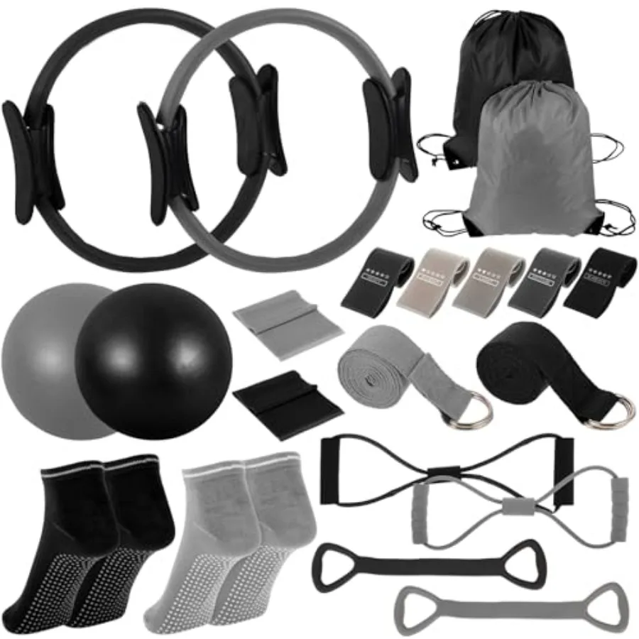 21 Pcs Pilates Ring Circle Set for Women, Includes Ball Yoga, Ring Stretching, Strap Bands, Non Slip Socks, Back Bags for Worko
21 Pcs Pilates Ring Circle Set for Women, Includes Ball Yoga, Ring Stretching, Strap Bands, Non Slip Socks, Back Bags for Worko