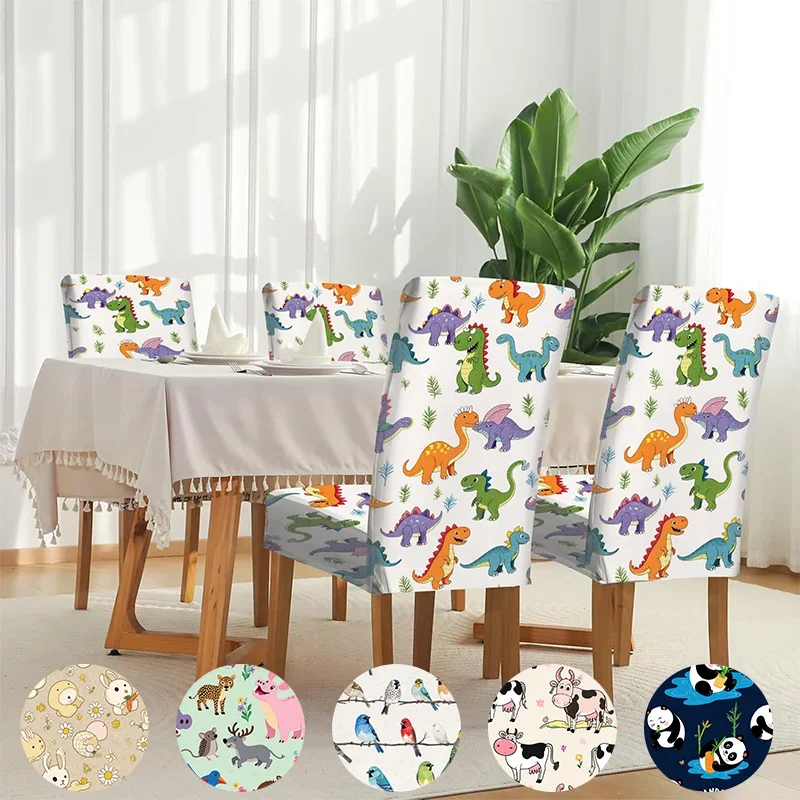 Elastic dining chair cover Colorful dinosaur cartoon pattern fabric design Removable, washable, home dining chair cover
Elastic dining chair cover Colorful dinosaur cartoon pattern fabric design Removable, washable, home dining chair cover
