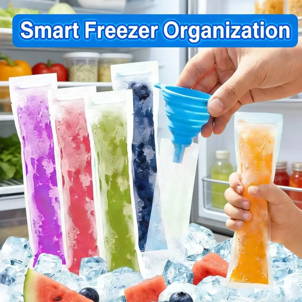 50PCS Popsicle Bags - Disposable Ice Pop Bags,Leakproof Ice Candy Bag for Homemade Popsicles, Freezer Pops, Boli Bag,Slushie Pouches, Smoothie & Cocktail Drink Pouches
50PCS Popsicle Bags - Disposable Ice Pop Bags,Leakproof Ice Candy Bag for Homemade Popsicles, Freezer Pops, Boli Bag,Slushie Pouches, Smoothie & Cocktail Drink Pouches
