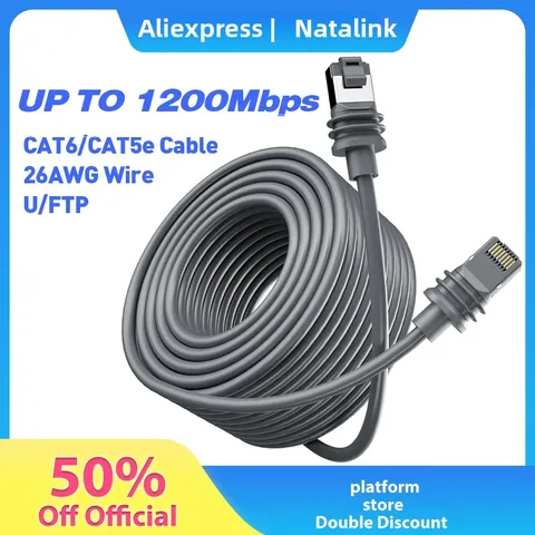 Natalink 26AWG Cat6/Cat5e Ethernet Patch Cable 1200Mbps High Speed LAN Network Internet Cord Compatible with Starlink Gen3