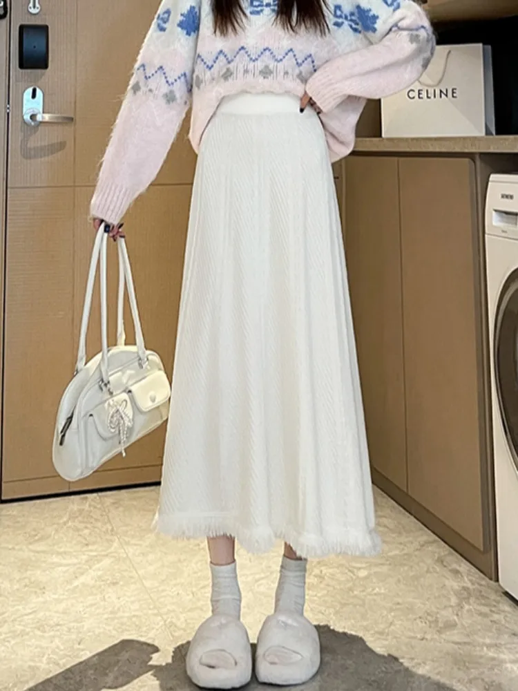 Autumn Winter Warm Women's Skirts Solid Tassel Korean Vintage Fashion Elastic High Waist Mid-length Slim A-line Knitted Skirt
Autumn Winter Warm Women's Skirts Solid Tassel Korean Vintage Fashion Elastic High Waist Mid-length Slim A-line Knitted Skirt