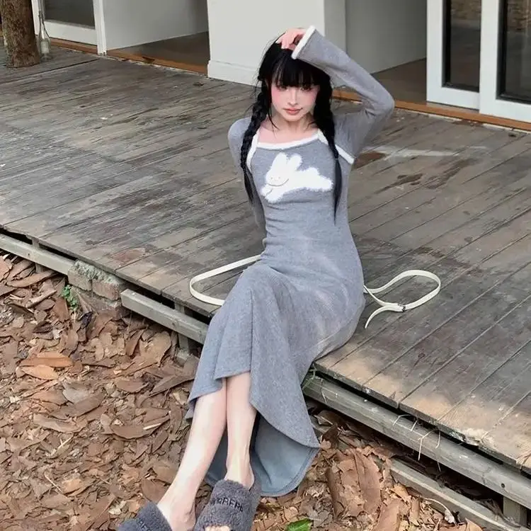 Plush Rabbit Fishtail Dress Gray Long Sleeve Dresses Women Sweet Peter Pan Collar Autumn College Gentle Retro Patchwork Sexy
Plush Rabbit Fishtail Dress Gray Long Sleeve Dresses Women Sweet Peter Pan Collar Autumn College Gentle Retro Patchwork Sexy