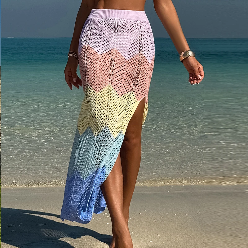 Knitting Sexy Bright Colors Skirt Hollow out Breathable Summer Beach Cover-Up Women Fashion Split Dress Stylish Beachwear
Knitting Sexy Bright Colors Skirt Hollow out Breathable Summer Beach Cover-Up Women Fashion Split Dress Stylish Beachwear