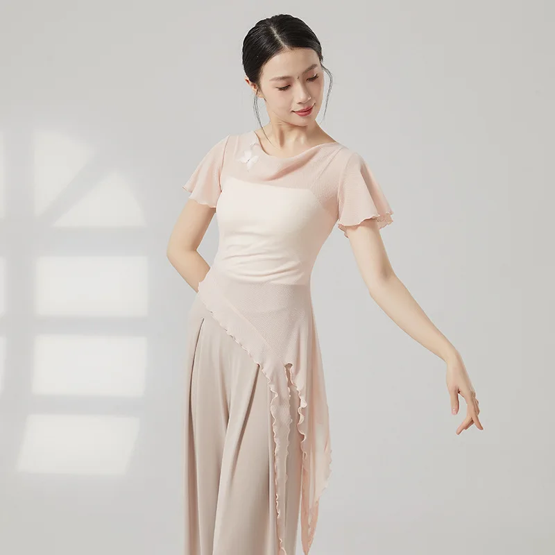 Modern dance body training gauze, swinging collar butterfly classical dance top
Modern dance body training gauze, swinging collar butterfly classical dance top