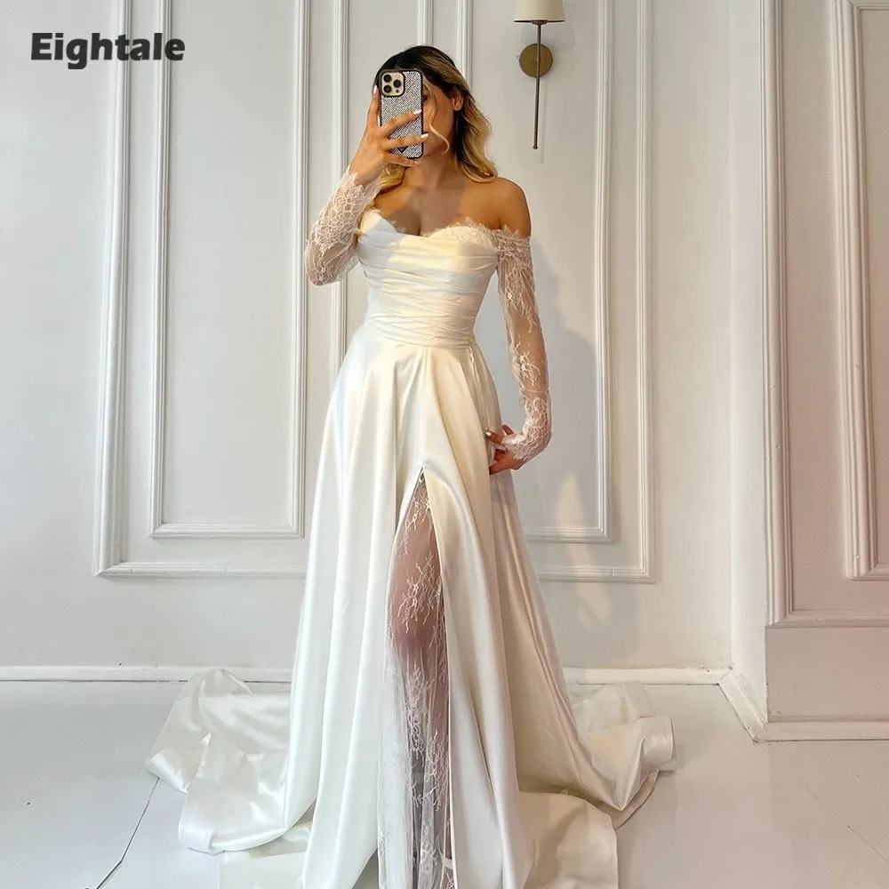 Eightale New Wedding Dress off the Shoulder Lace Customized Ivory Bridal Gown A-Line Corset Bride Party Dress Vestido De Novia
Eightale New Wedding Dress off the Shoulder Lace Customized Ivory Bridal Gown A-Line Corset Bride Party Dress Vestido De Novia