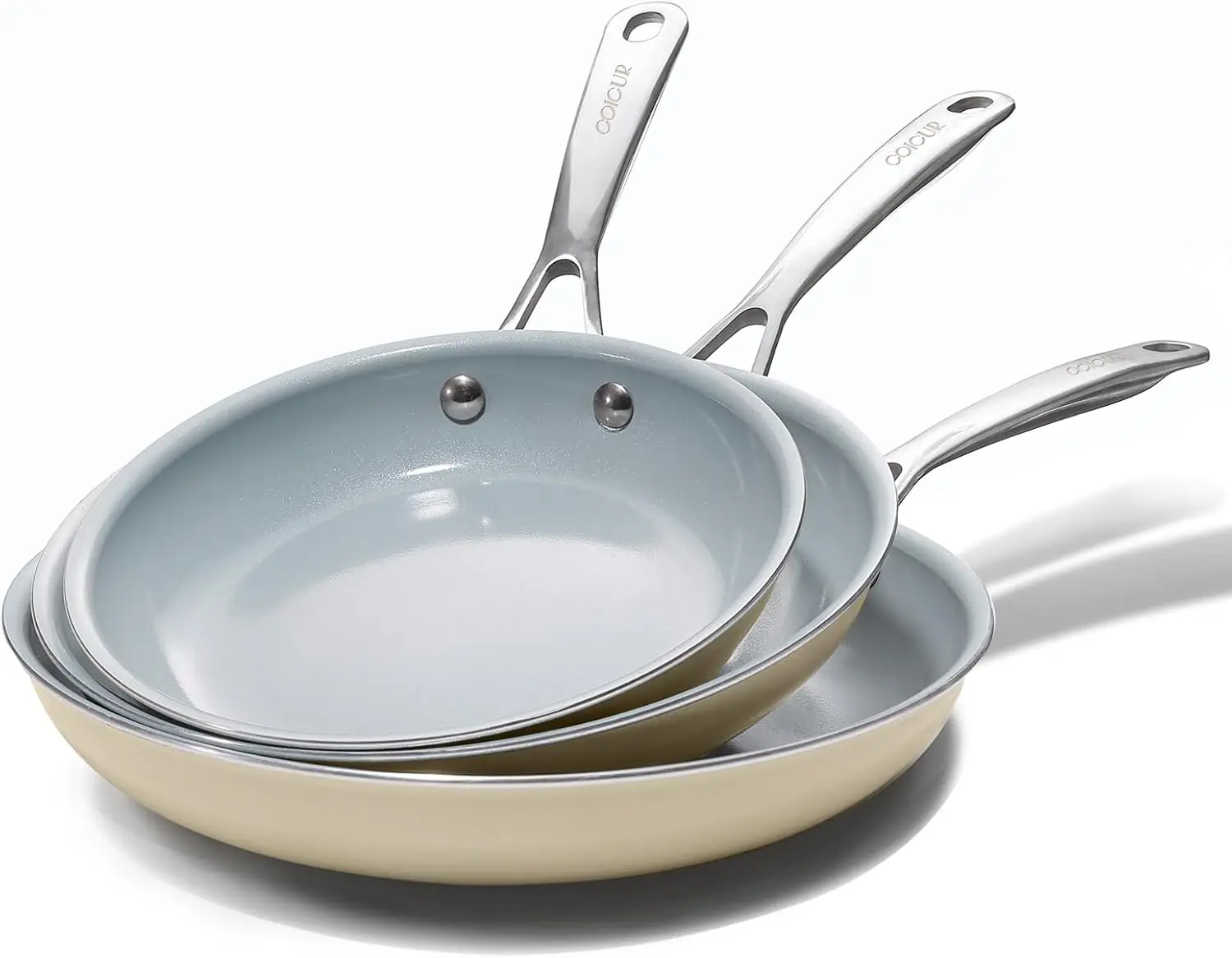 Nonstick Ceramic Frying Pans Set, 8" 9.5" 11", Stainless Steel Handle, Healthy Cooking, PFOA Free
Nonstick Ceramic Frying Pans Set, 8" 9.5" 11", Stainless Steel Handle, Healthy Cooking, PFOA Free