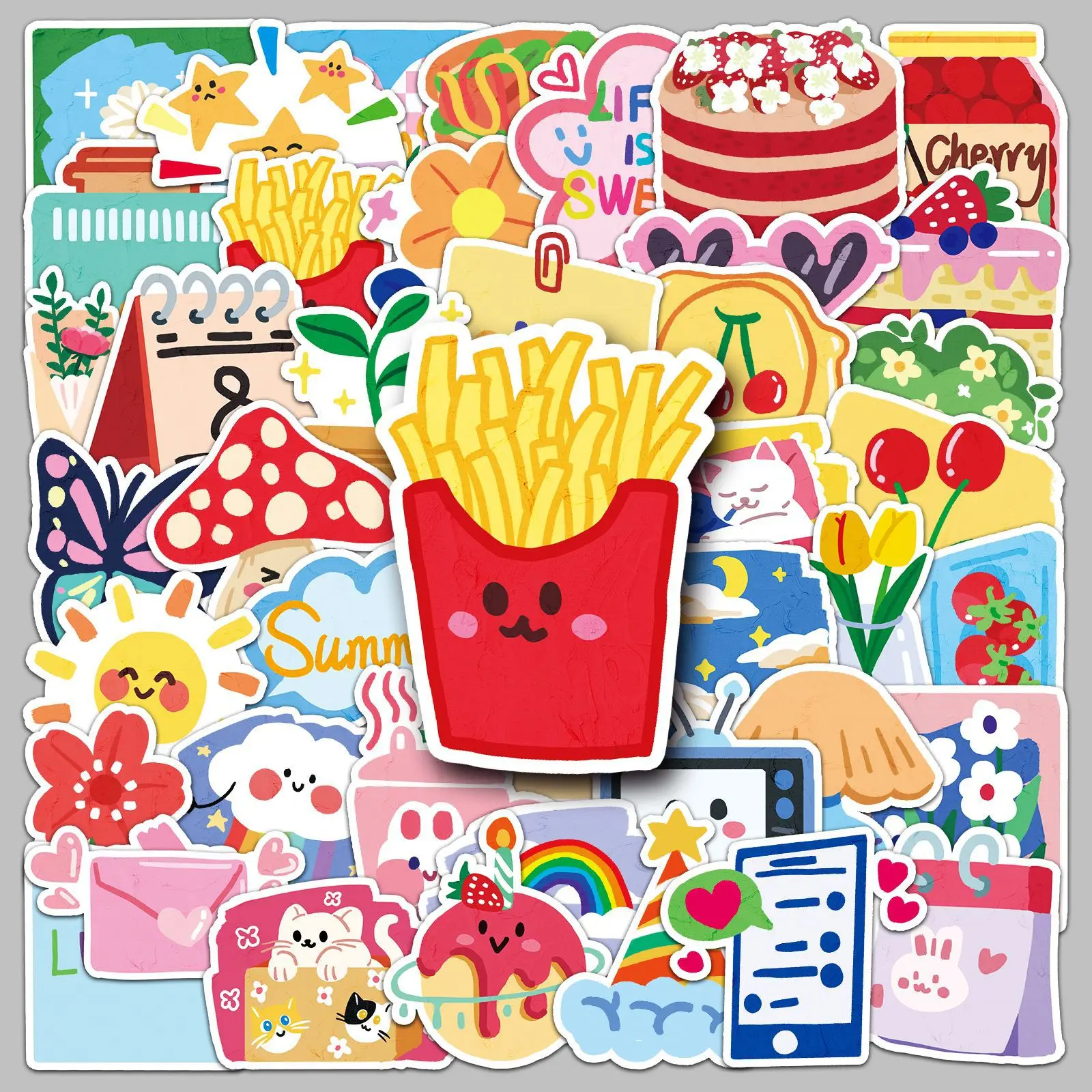 50pcs Ins Style Cartoon Cream Style Graffiti Stickers Suitable for Helmets Desktop Wall Decoration DIY Sticker Pack Wholesale
50pcs Ins Style Cartoon Cream Style Graffiti Stickers Suitable for Helmets Desktop Wall Decoration DIY Sticker Pack Wholesale